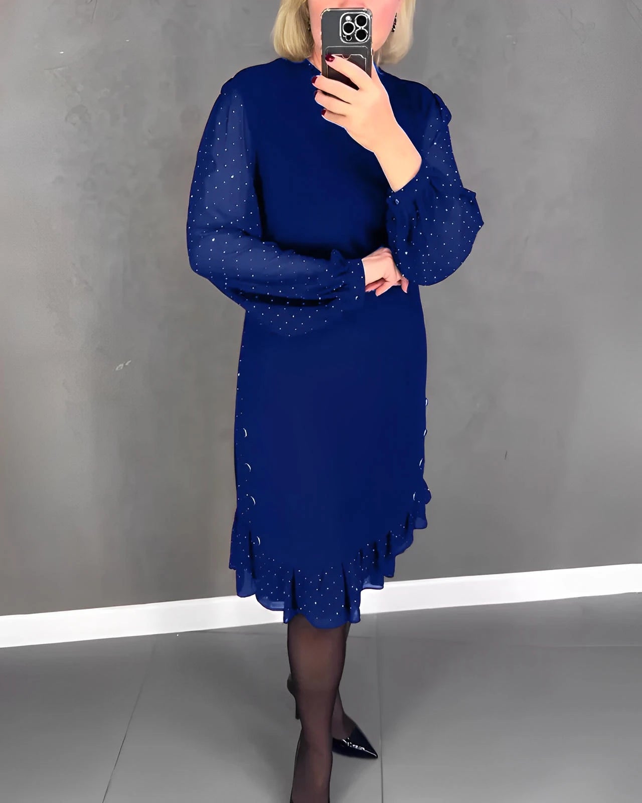 Long Sleeve Elegant Dress with Transparent Sleeves