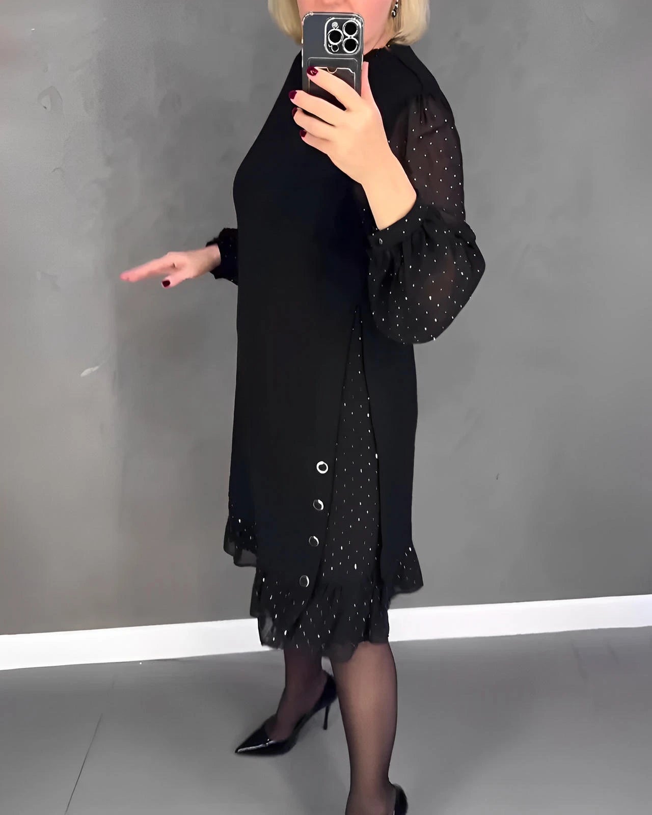 Long Sleeve Elegant Dress with Transparent Sleeves