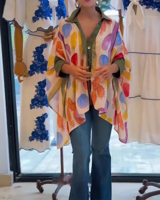 Casual Printed Loose-Fit Blouse with Relaxed Silhouette