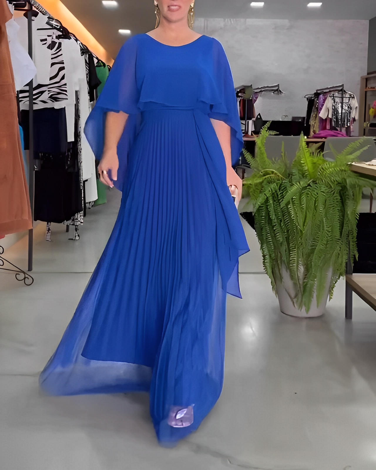 Round Neck A-Line Maxi Dress