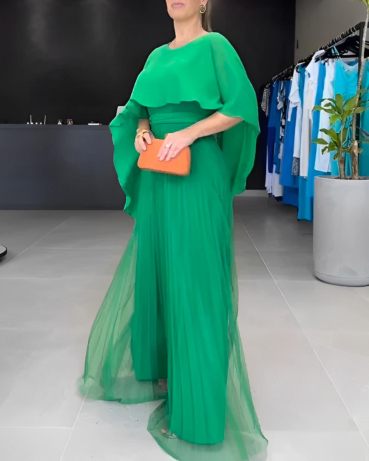 Round Neck A-Line Maxi Dress