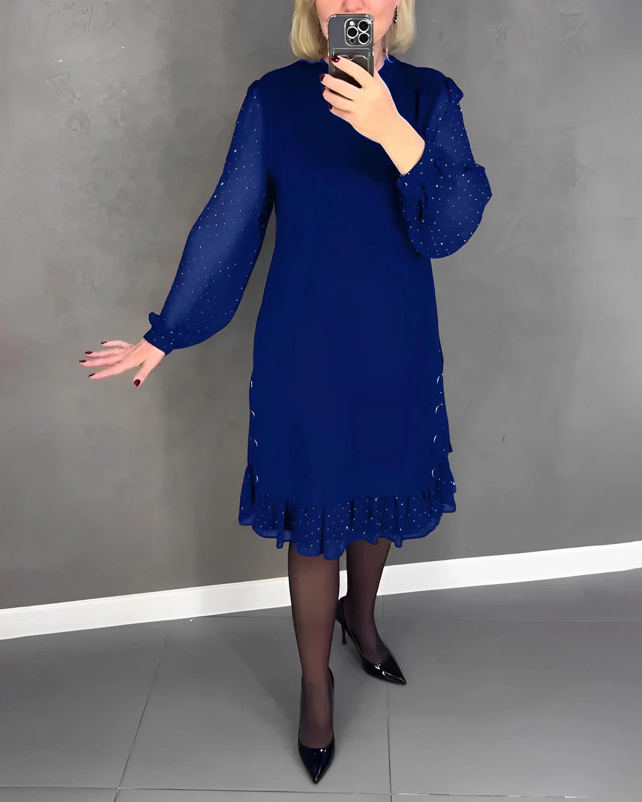 Long Sleeve Elegant Dress with Transparent Sleeves