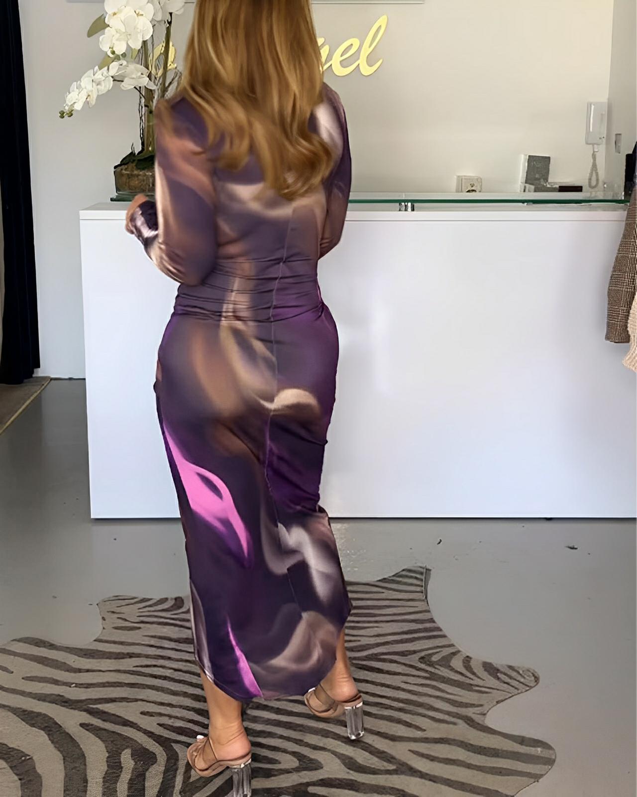 ELEGANT V-NECK SLIT MAXI DRESS