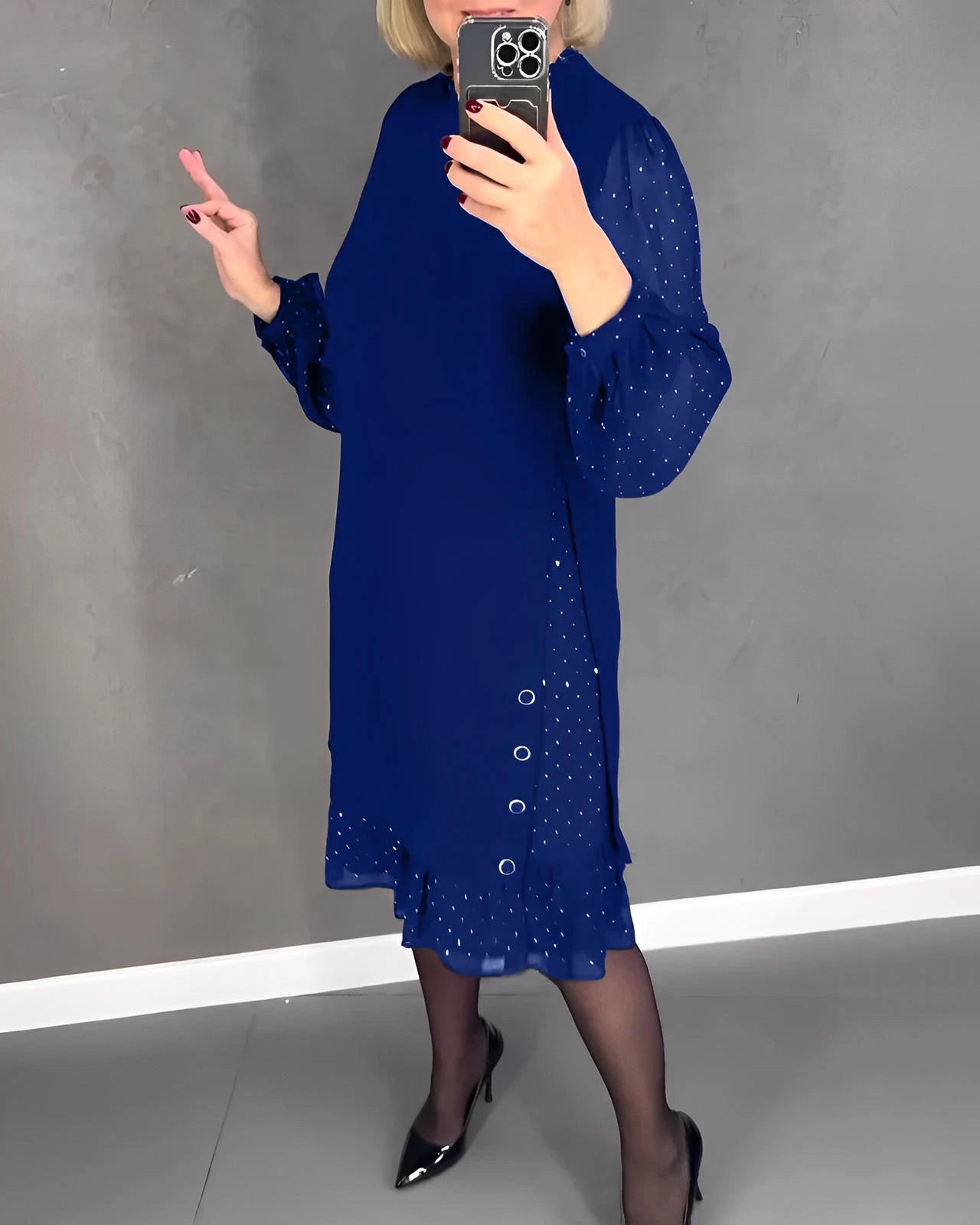 Long Sleeve Elegant Dress with Transparent Sleeves