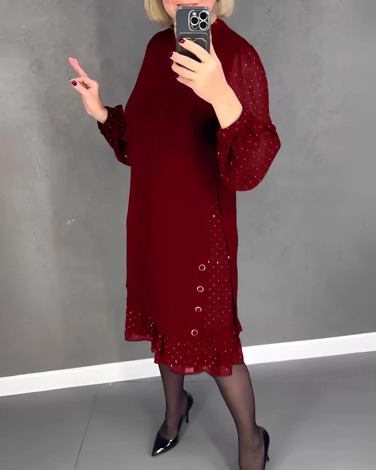 Long Sleeve Elegant Dress with Transparent Sleeves