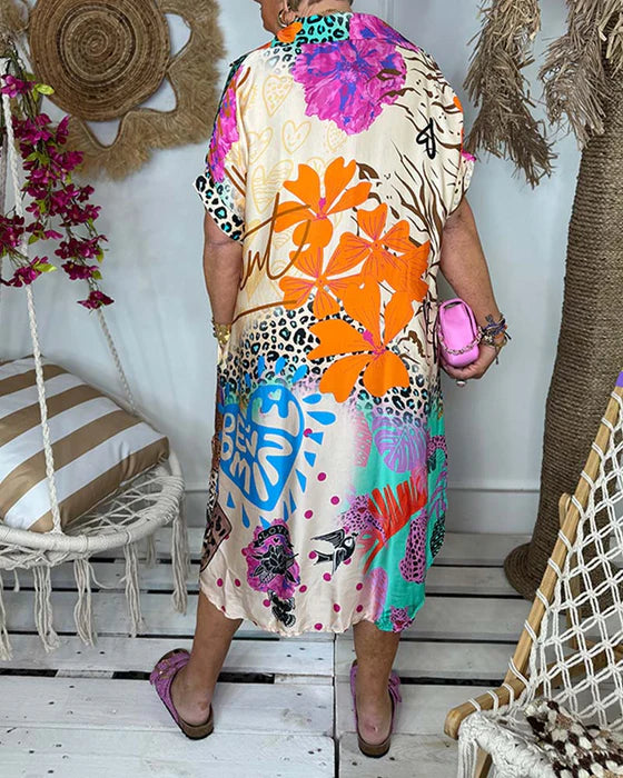 Leopard Print Dress with Lapel Collar & Pocket Detail