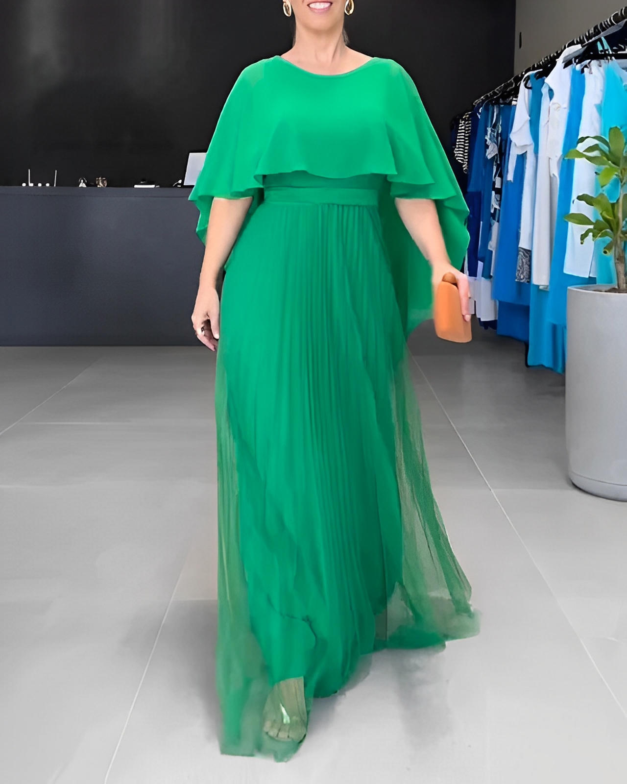 Round Neck A-Line Maxi Dress