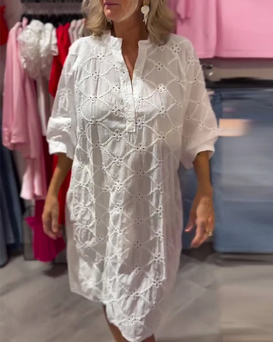 Floral Long Sleeve Cutout Dress with Flowy Silhouette