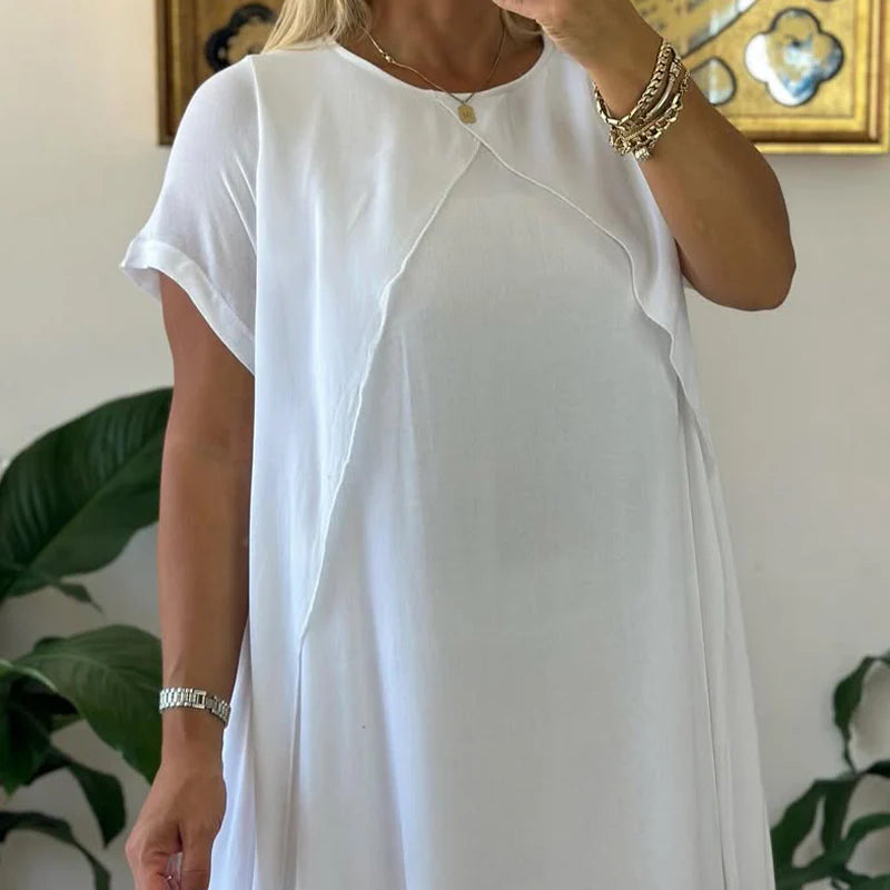 Two-Piece Double Layer Loose Dress with Short Sleeves