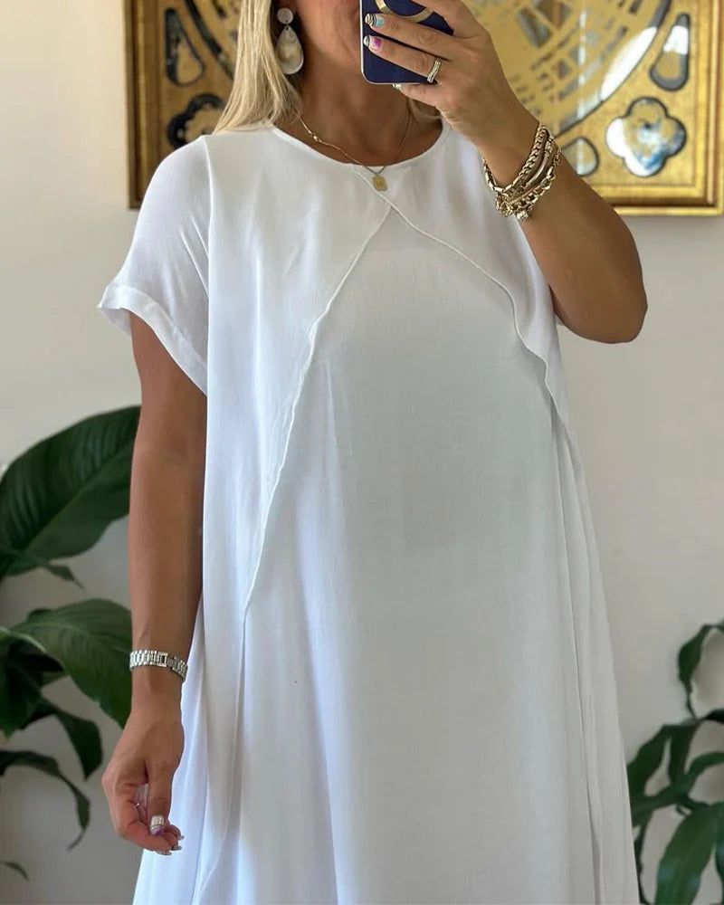 Two-Piece Double Layer Loose Dress with Short Sleeves