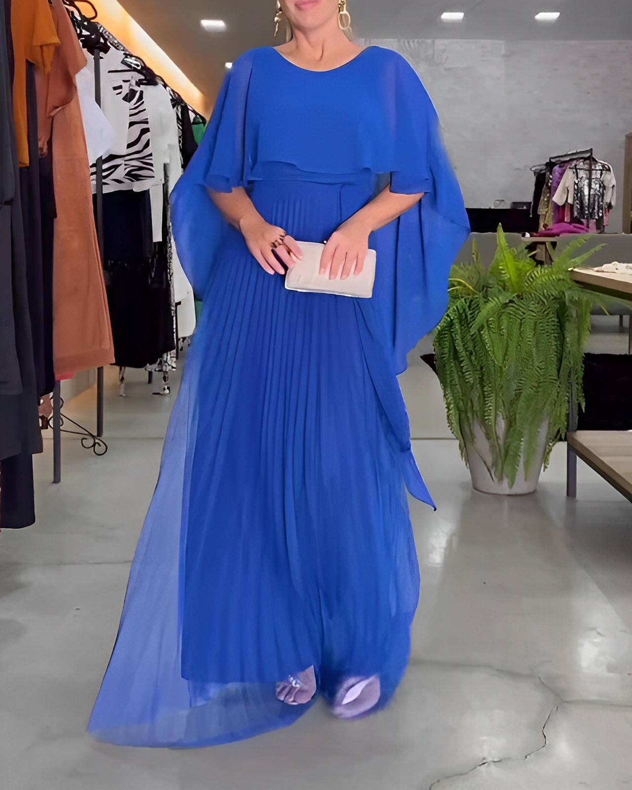 Round Neck A-Line Maxi Dress