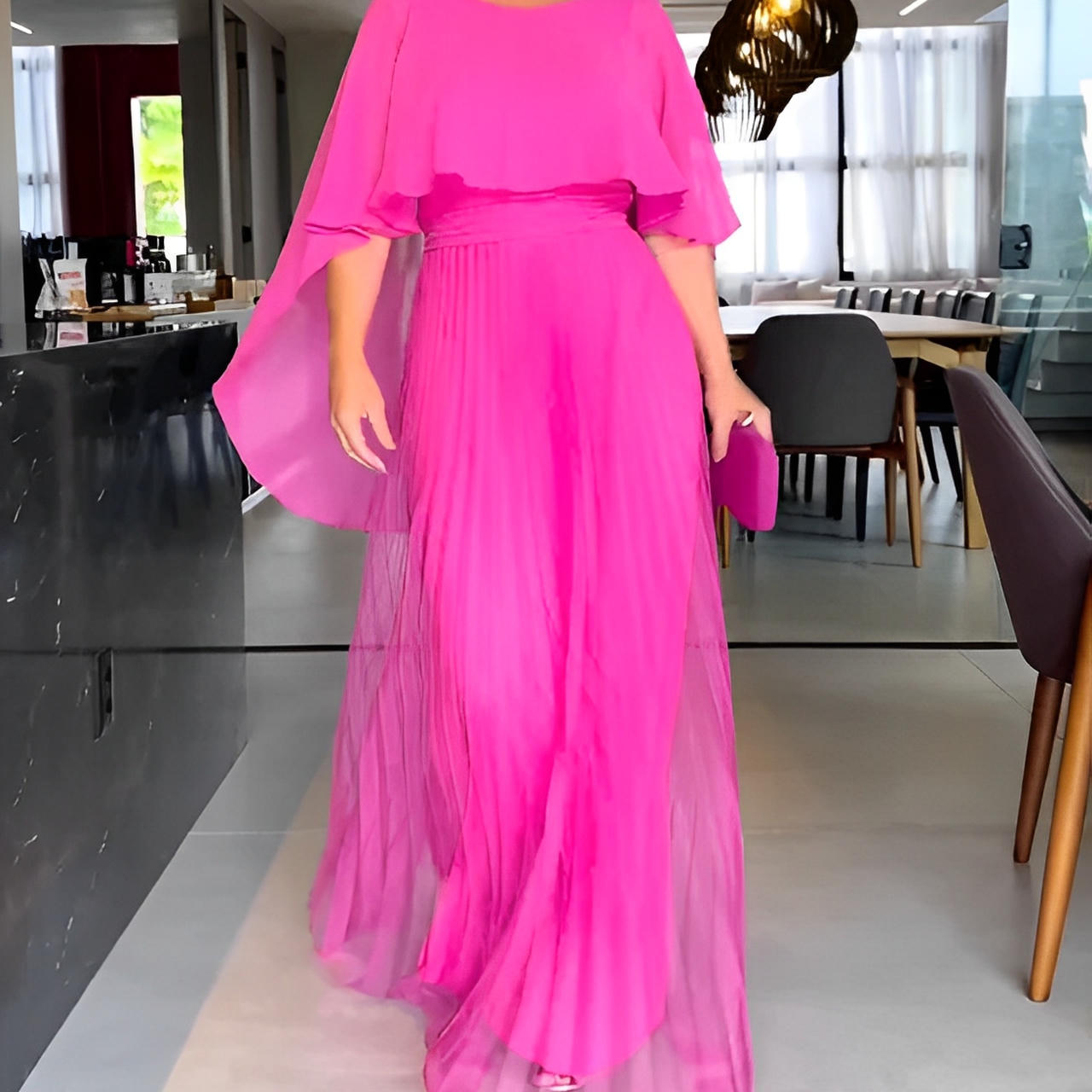 Round Neck A-Line Maxi Dress