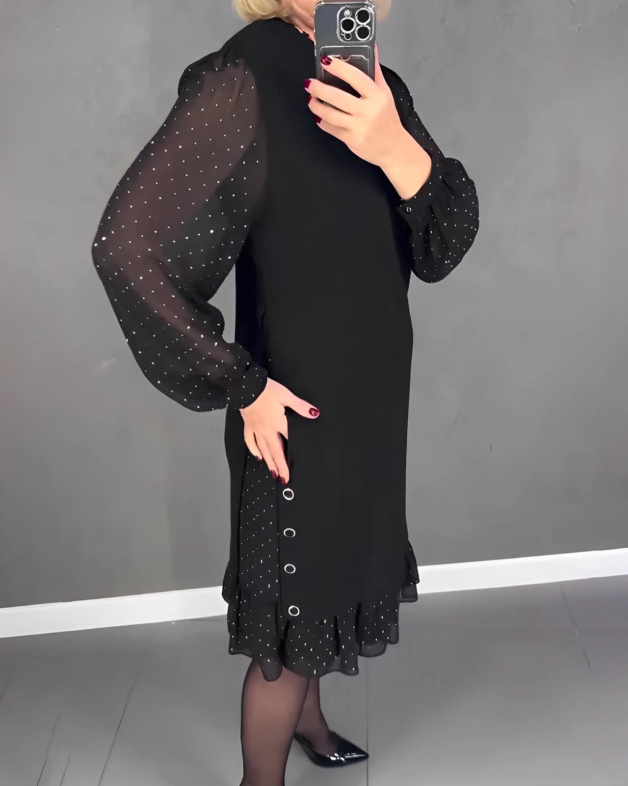 Long Sleeve Elegant Dress with Transparent Sleeves