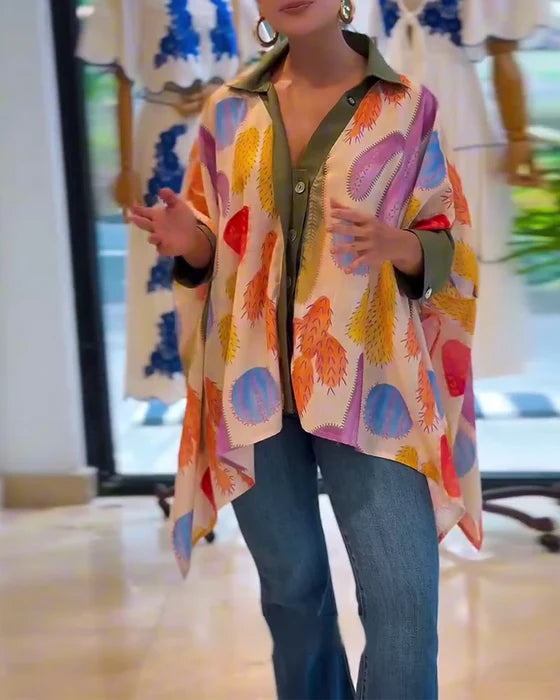Casual Printed Loose-Fit Blouse with Relaxed Silhouette