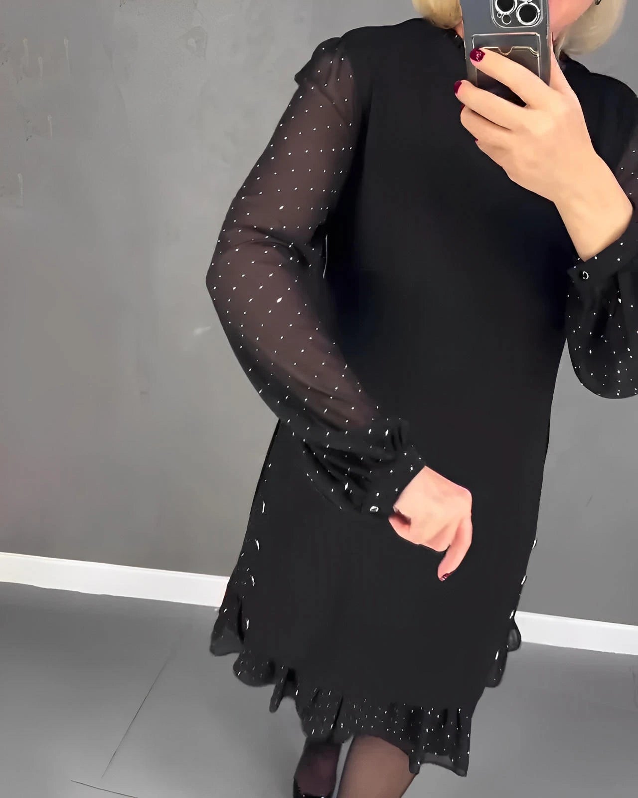 Long Sleeve Elegant Dress with Transparent Sleeves