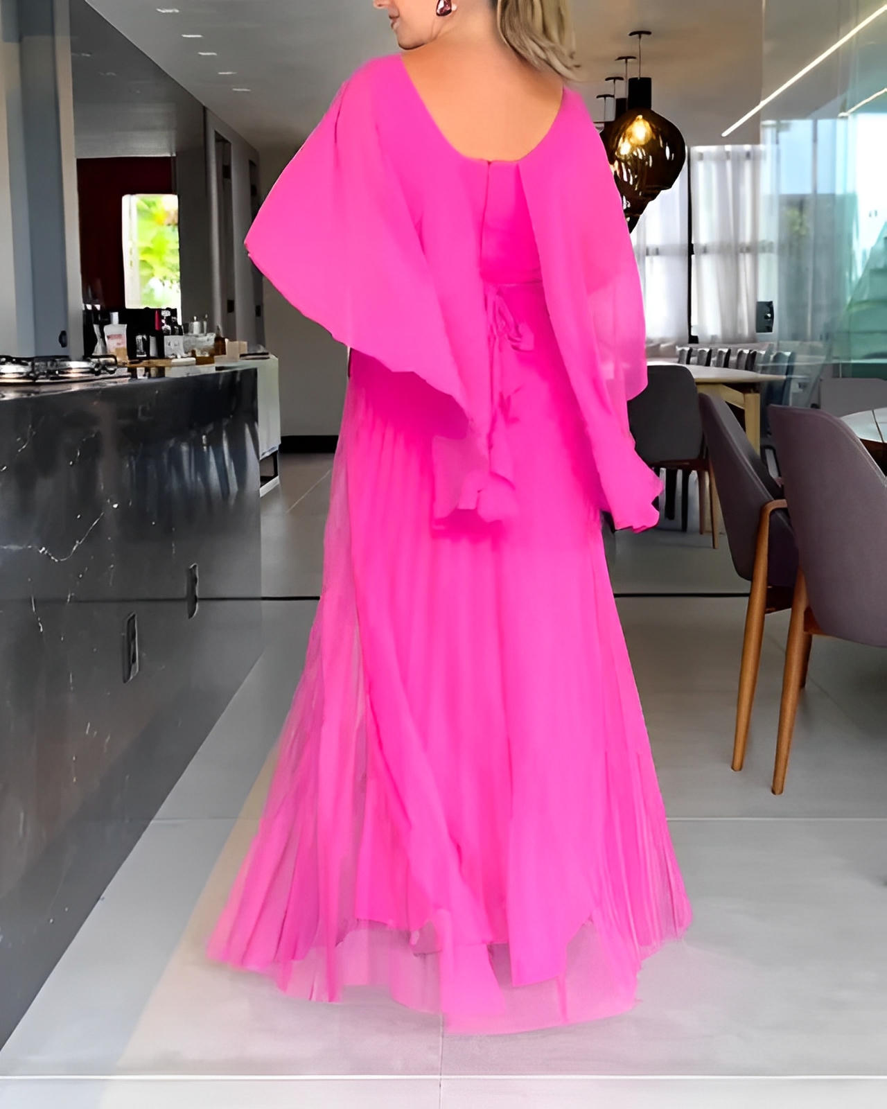 Round Neck A-Line Maxi Dress