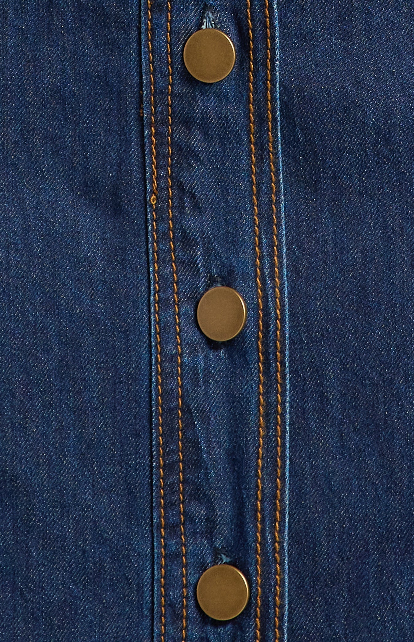 Contrast Stitching Button-Up Denim Dress