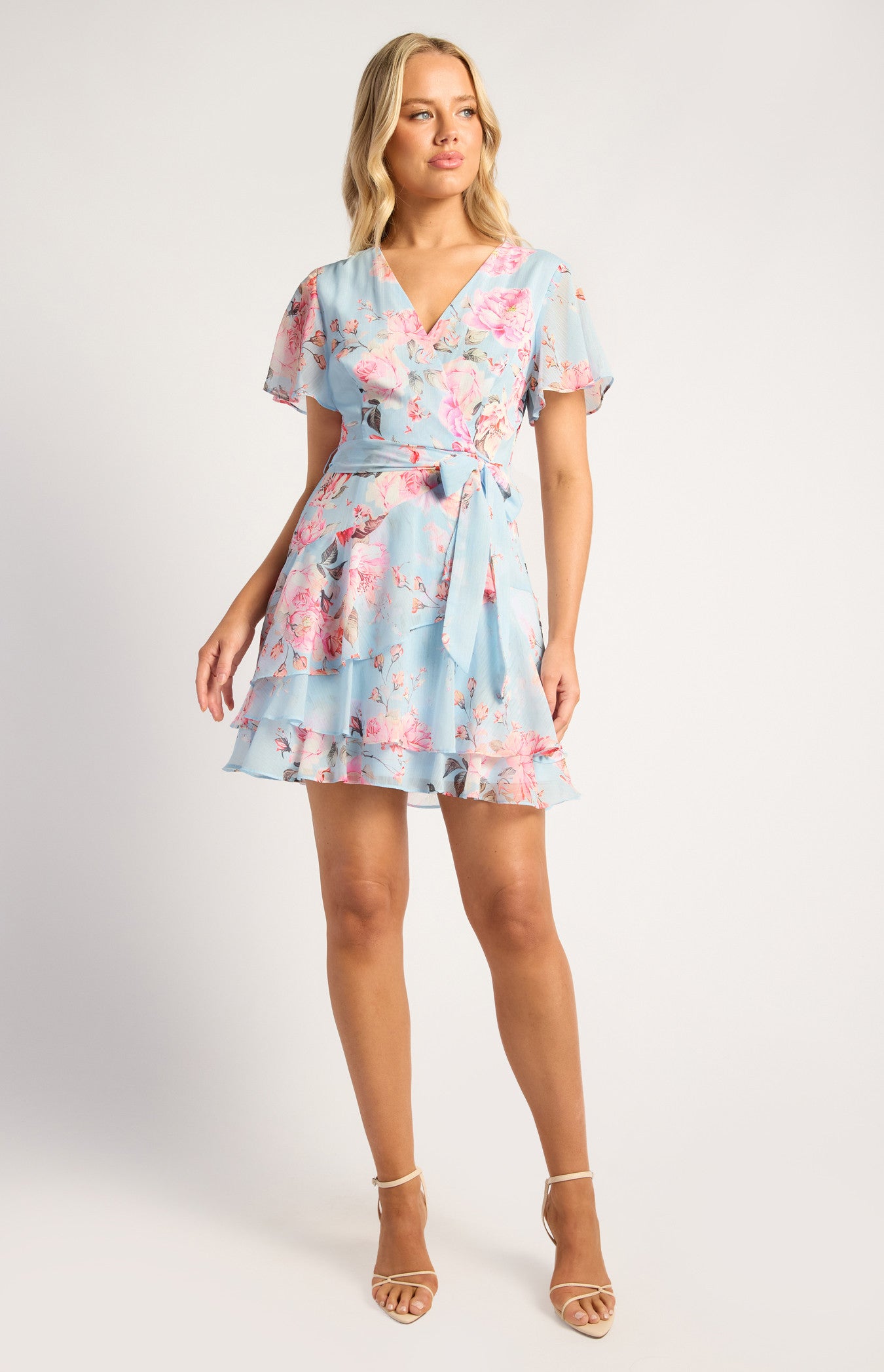 Floral Chiffon Dress With Ruffle Detailed Hem