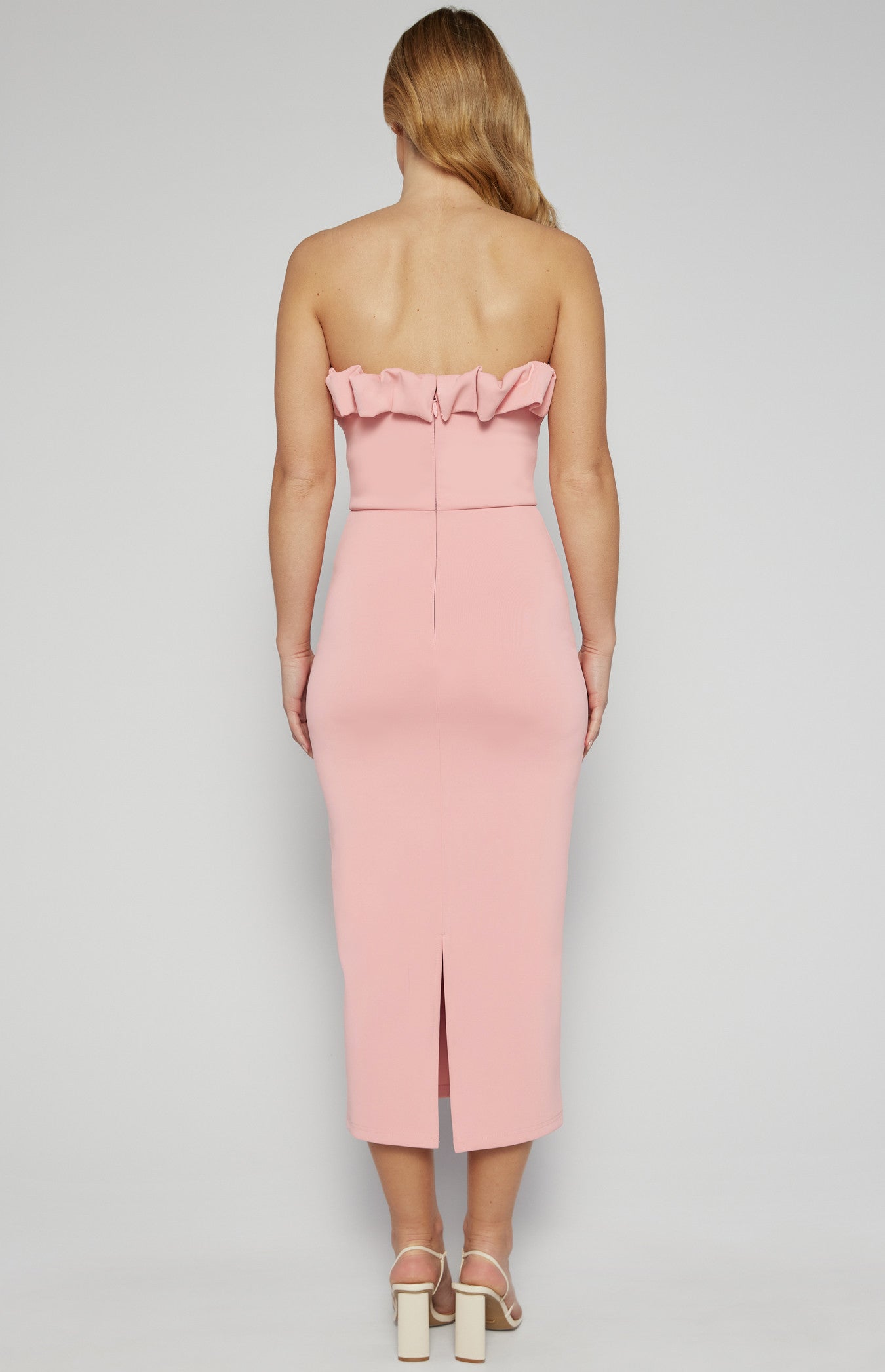 Ruffle Trim Neckline Detail Bodycon Dress