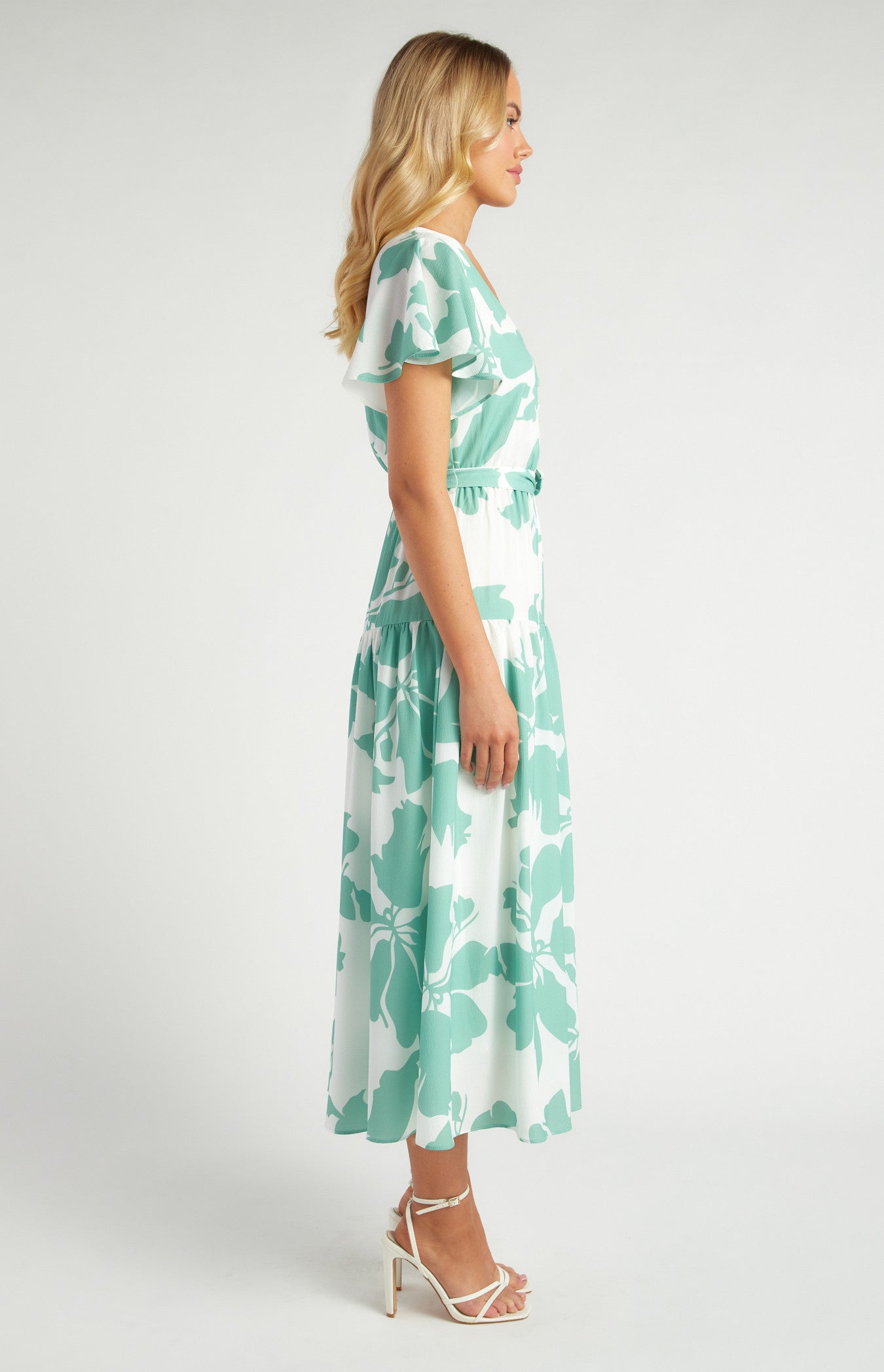 Floral Print Front Button Detail Midi Dress