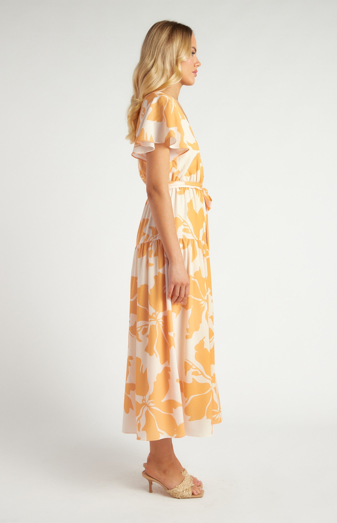 Floral Print Front Button Detail Midi Dress