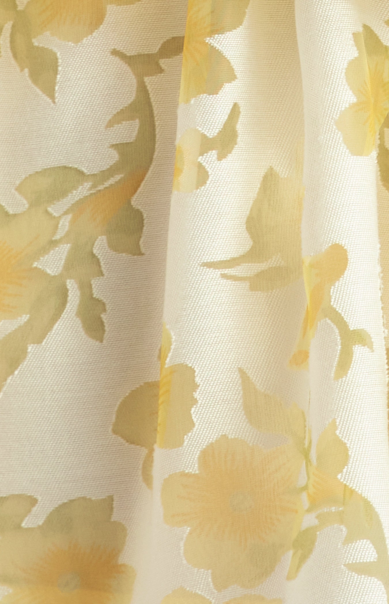 Ruffled Neckline Strapless Floral Organza Dress