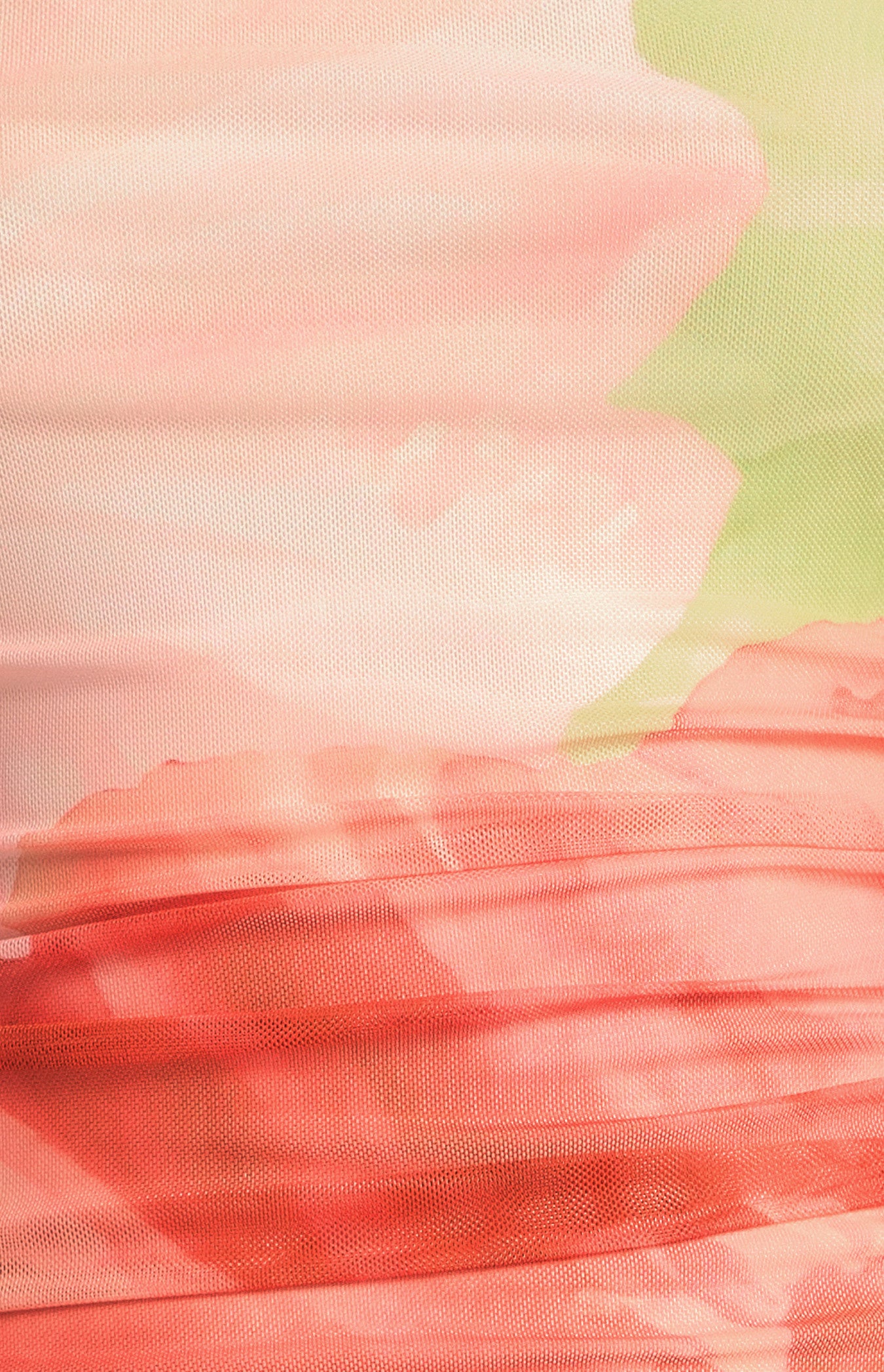 Contrast Floral Print Strapless Mesh Midi Dress