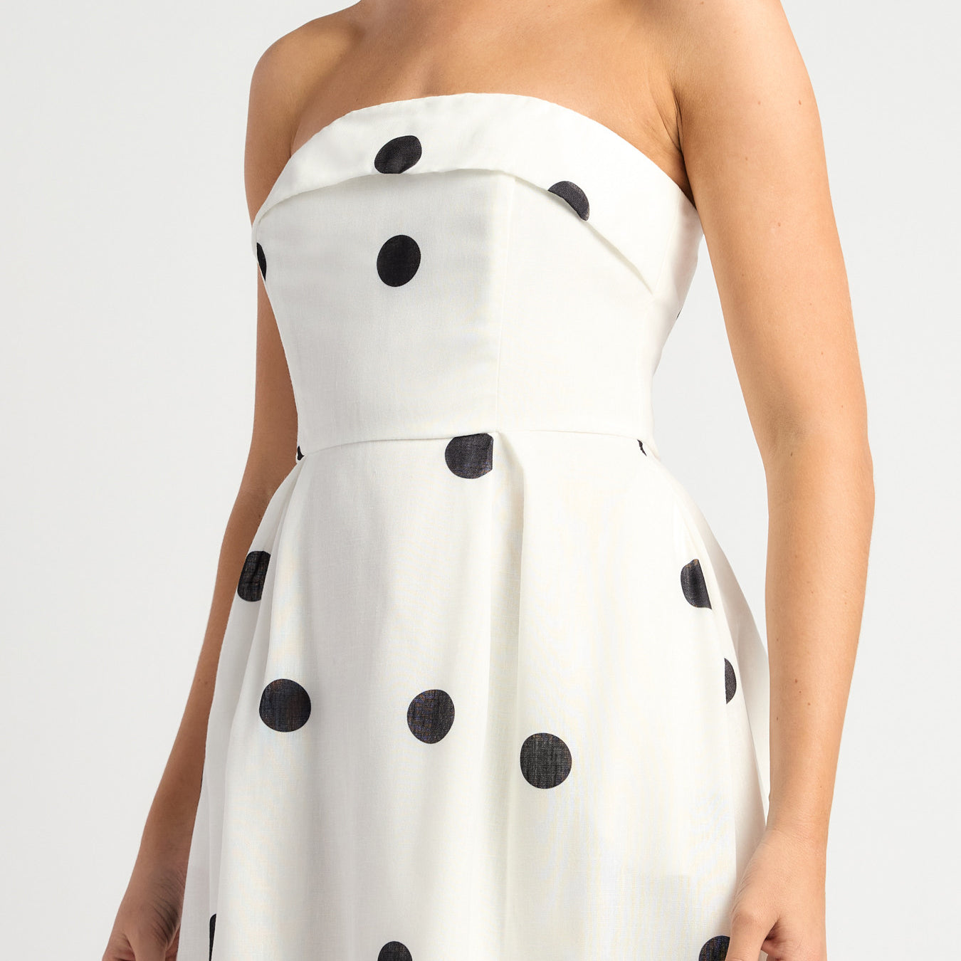Polkadot Folded Neckline Midi Dress with Pockets
