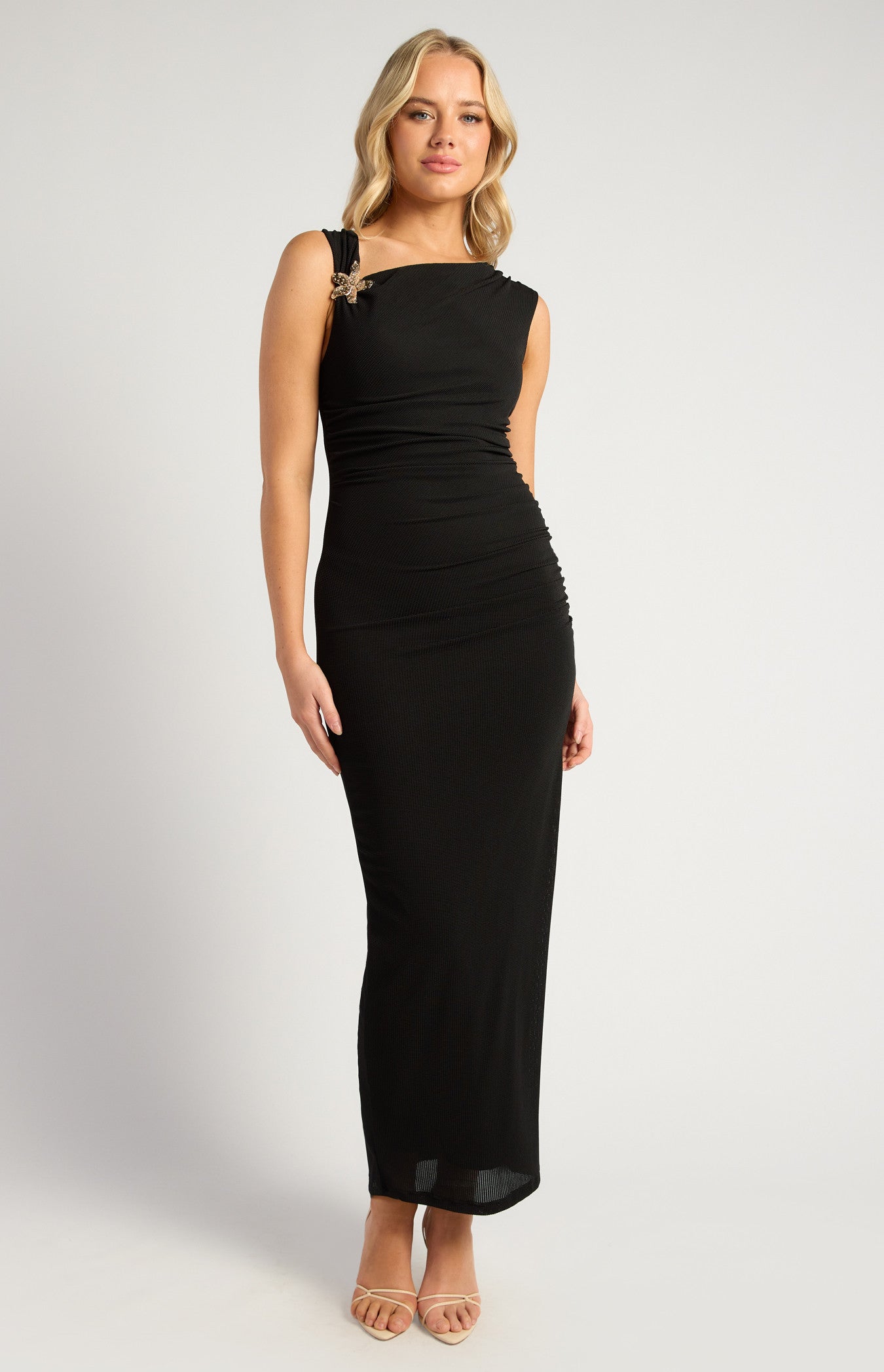 Gold Buckle Star Fish Detail Jersey Dress