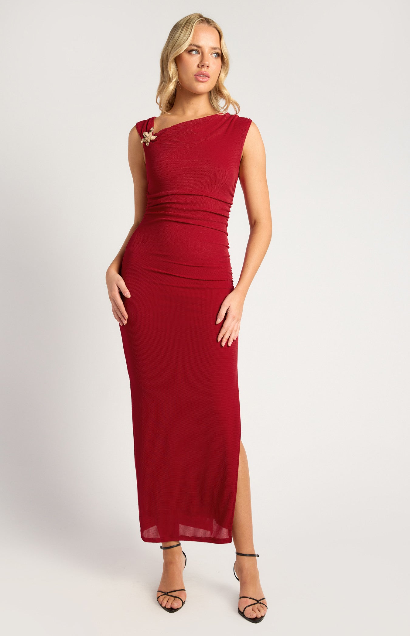 Gold Buckle Star Fish Detail Jersey Dress