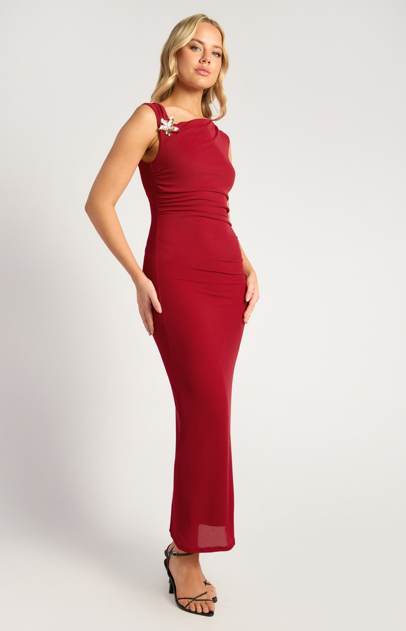 Gold Buckle Star Fish Detail Jersey Dress