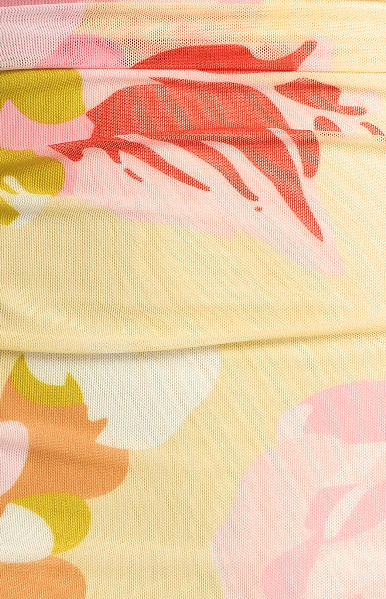 Floral Print Ruched Bodice Detail Mesh Dress