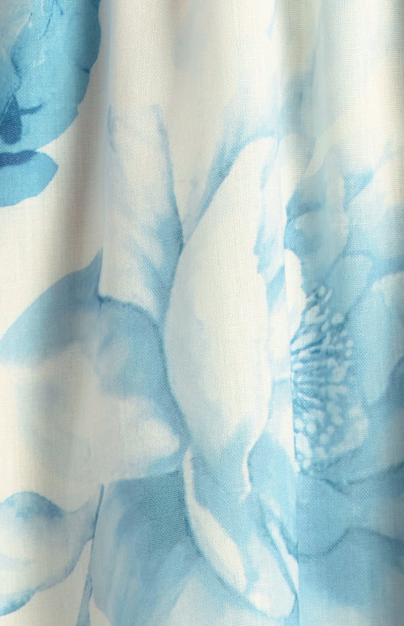 Faux Linen Floral Print Midi Shirt Dress with Waist Tie