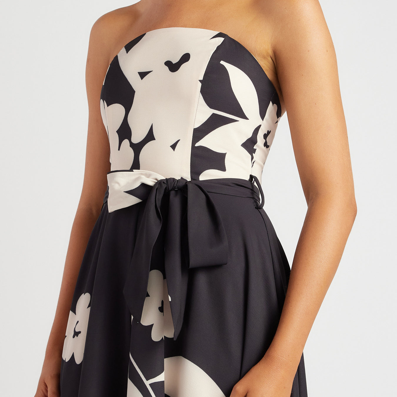 Abstract Floral Strapless Maxi Dress