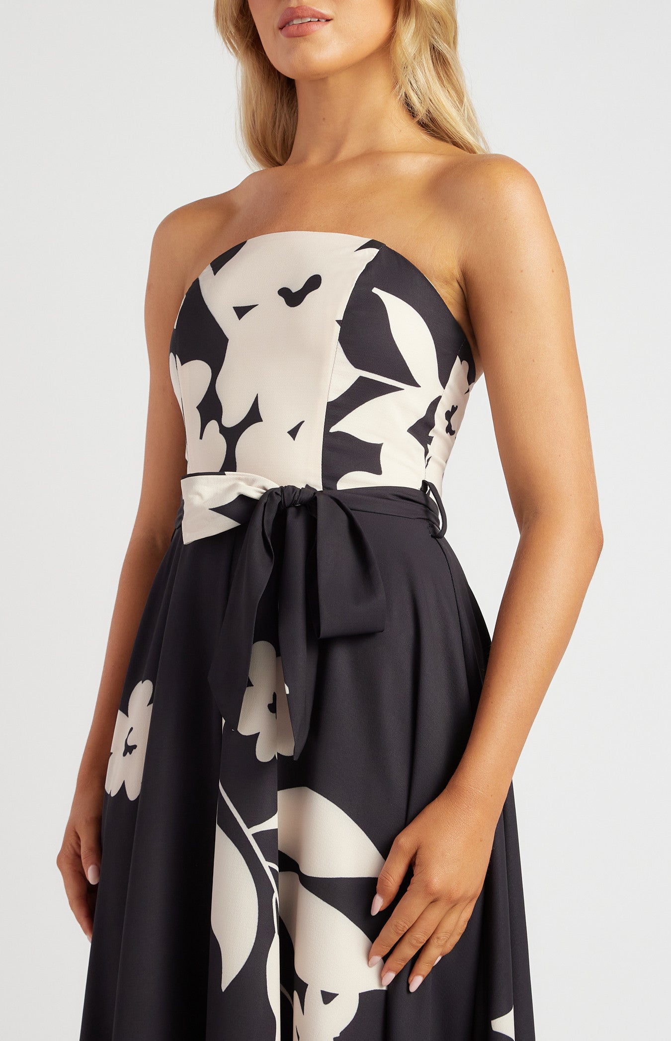 Abstract Floral Strapless Maxi Dress
