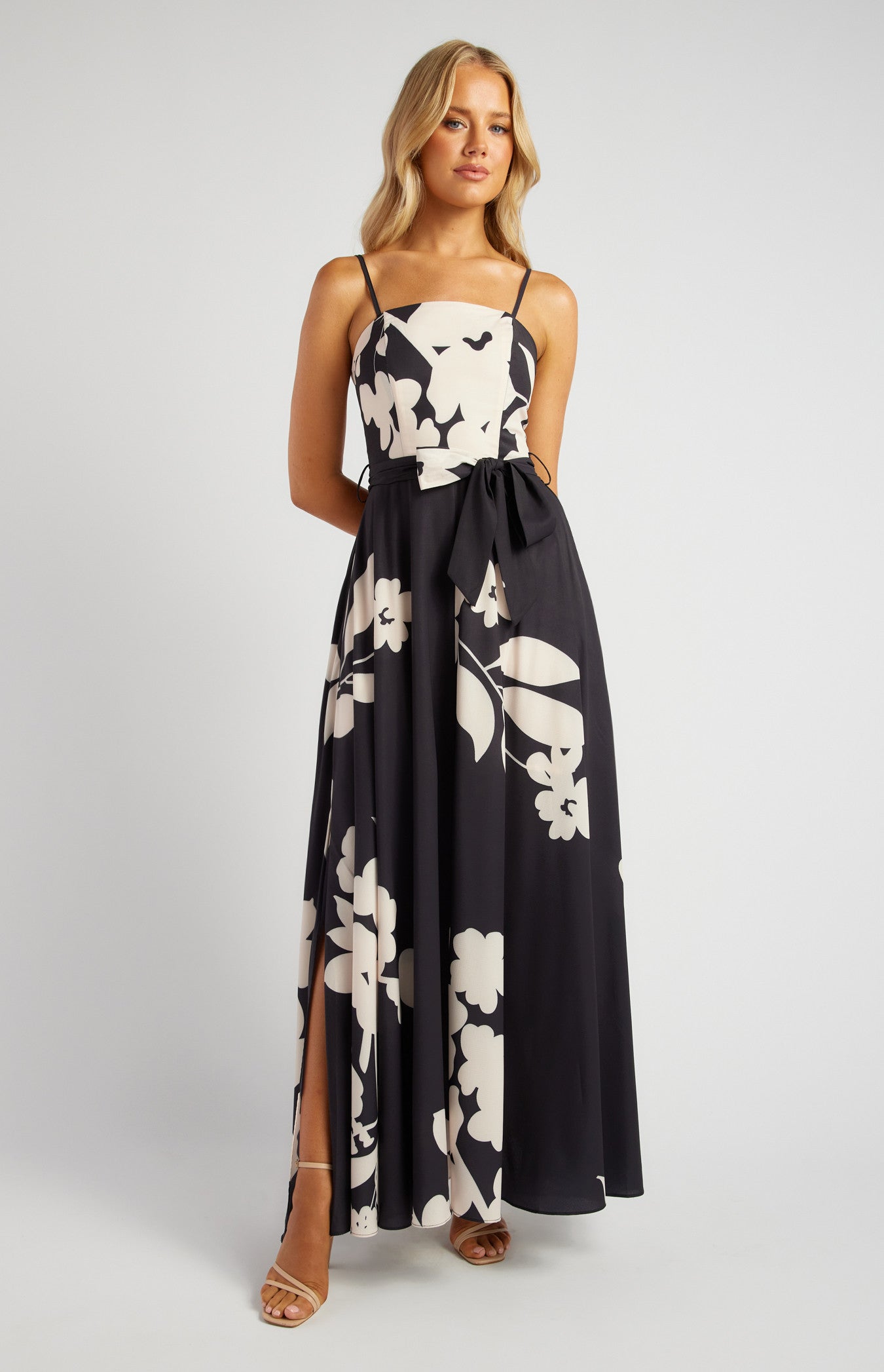 Abstract Floral Strapless Maxi Dress