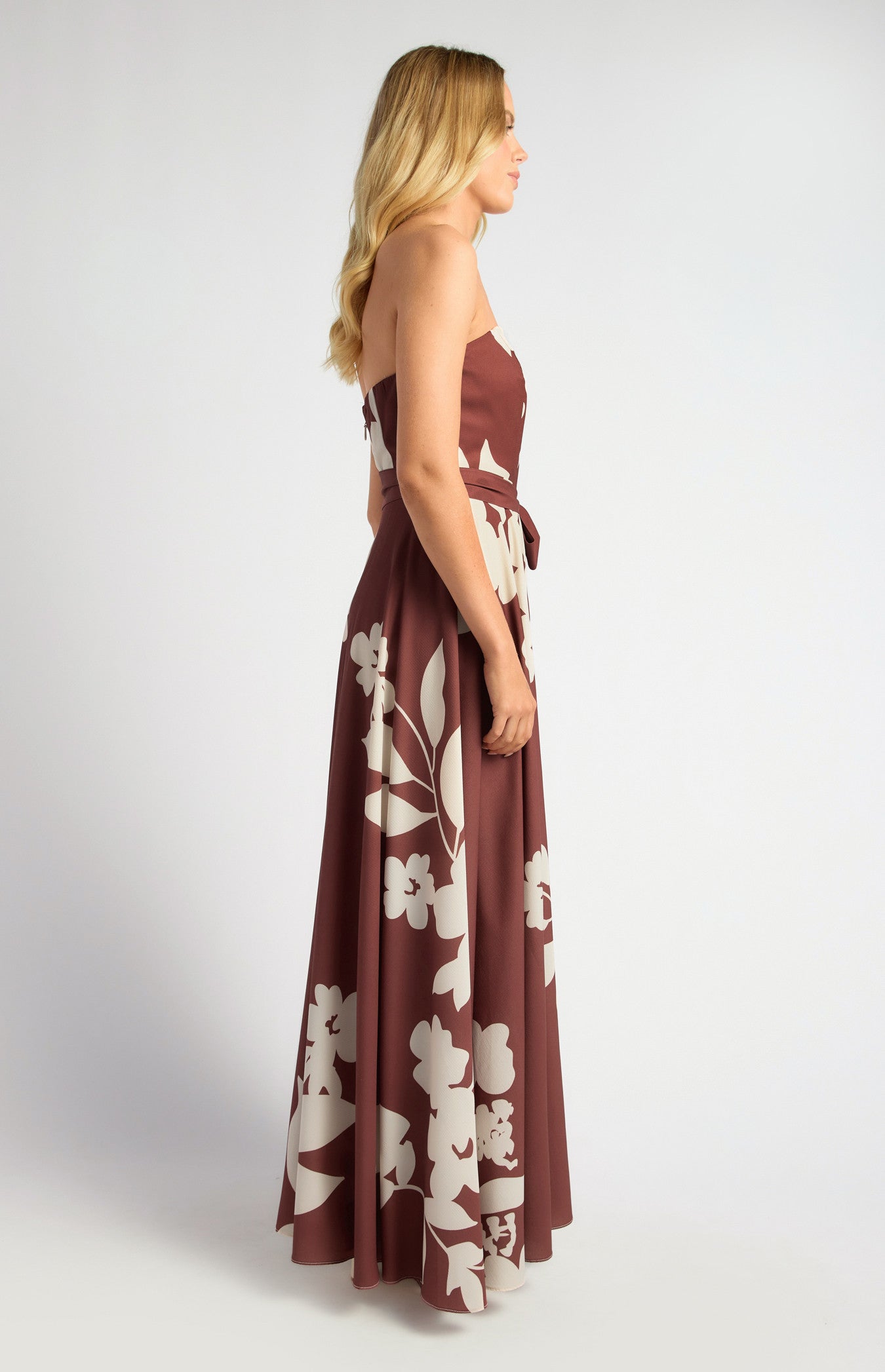 Abstract Floral Strapless Maxi Dress