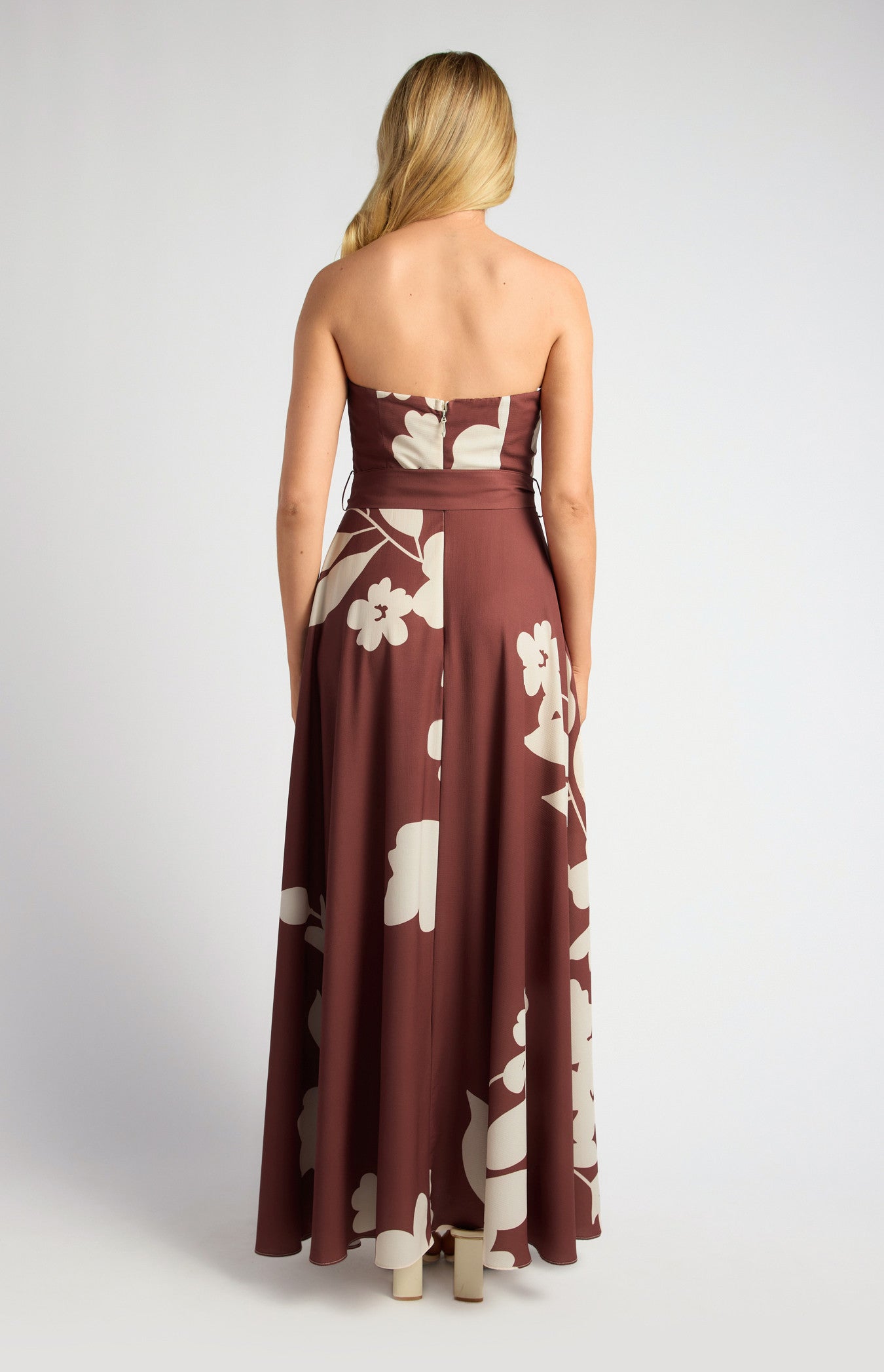 Abstract Floral Strapless Maxi Dress