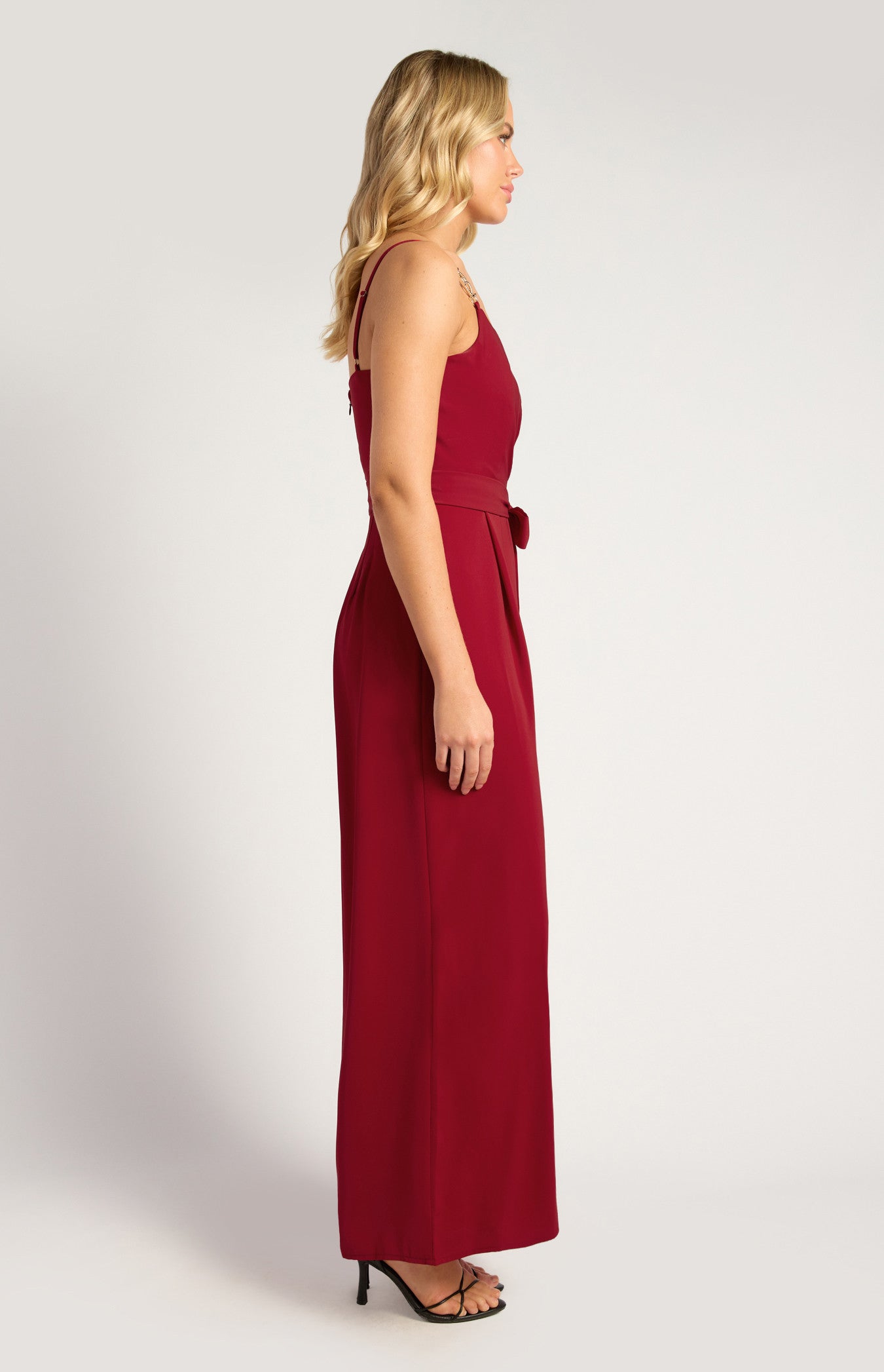 Gold Chain Detail Pleated Front Jumpsuit