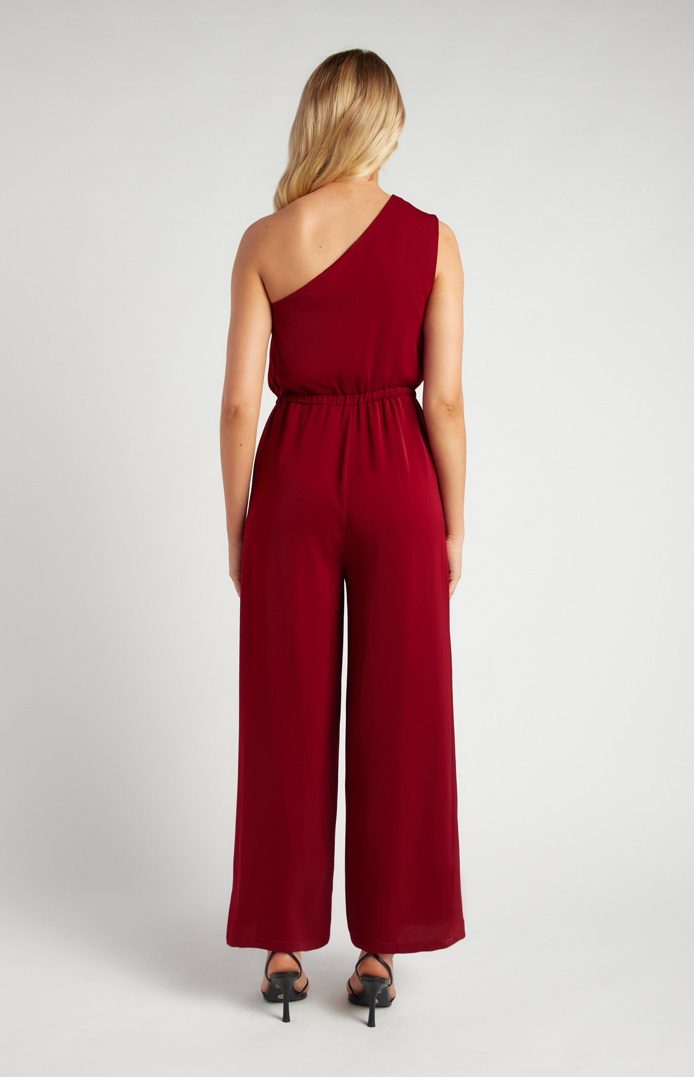 One Shoulder Elastic Waist Scarf Jumpsuit