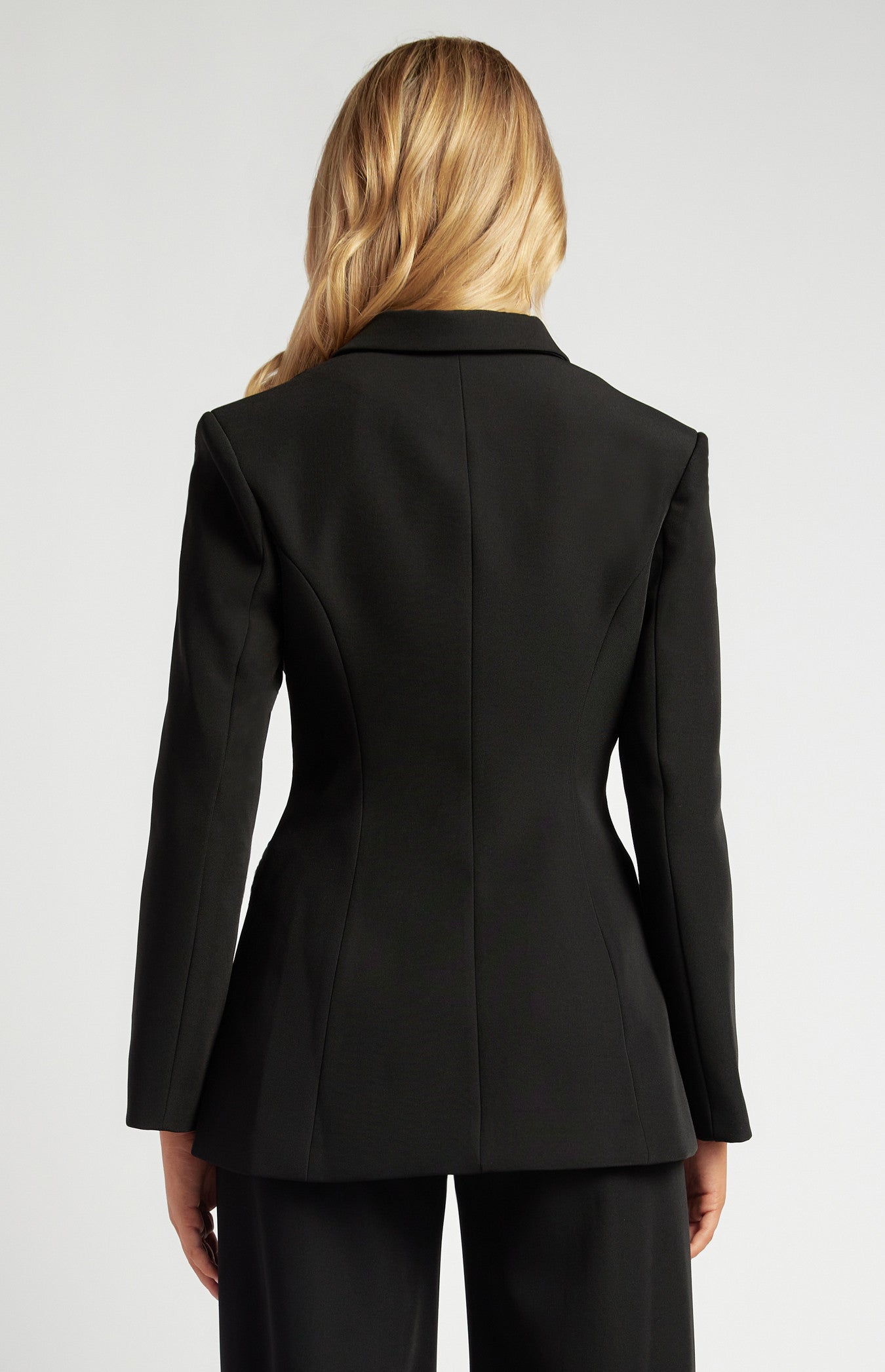 Shoulder Pad Detail Cinched Waist Tailored Look Blazer