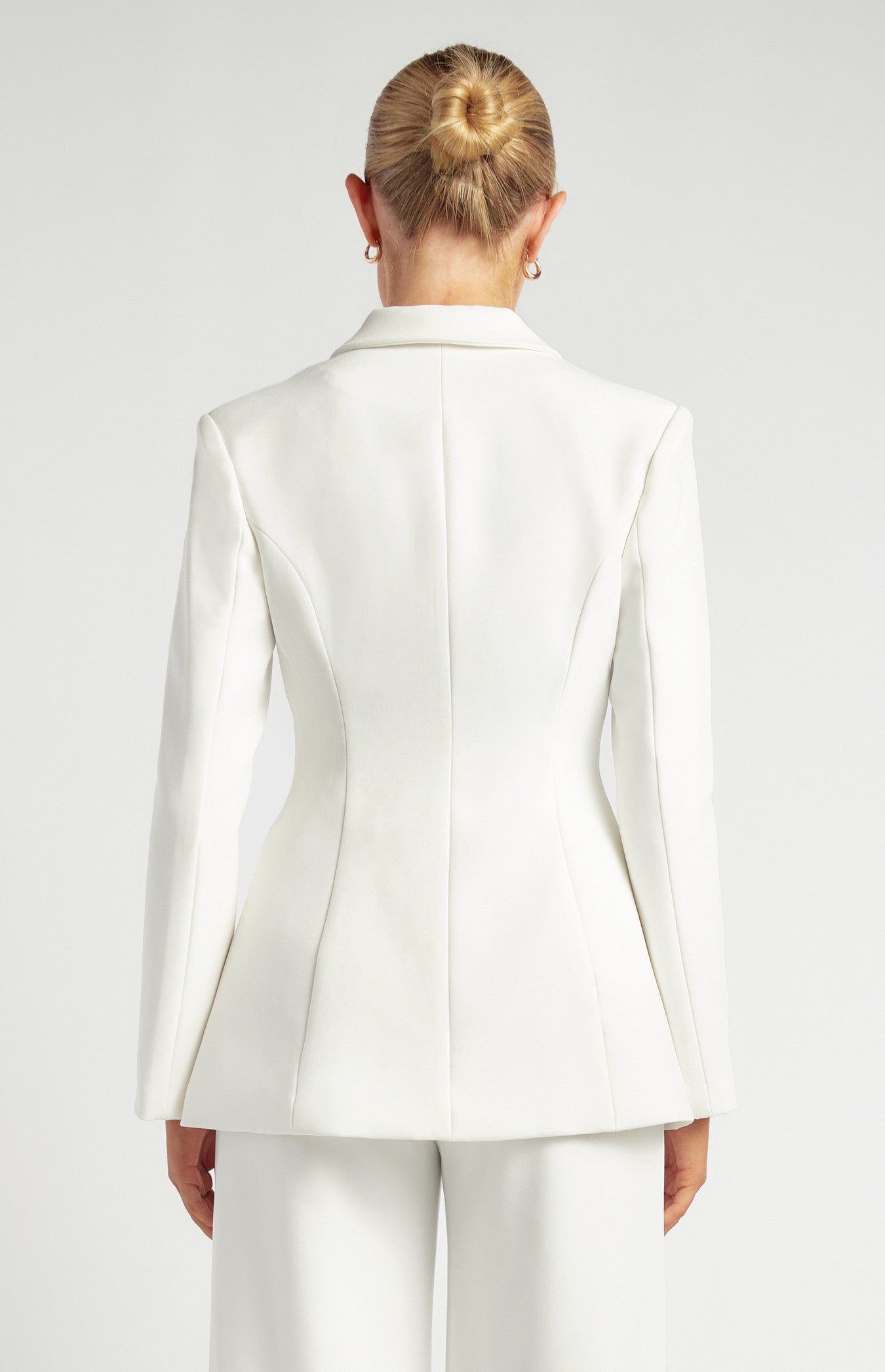 Shoulder Pad Detail Cinched Waist Tailored Look Blazer