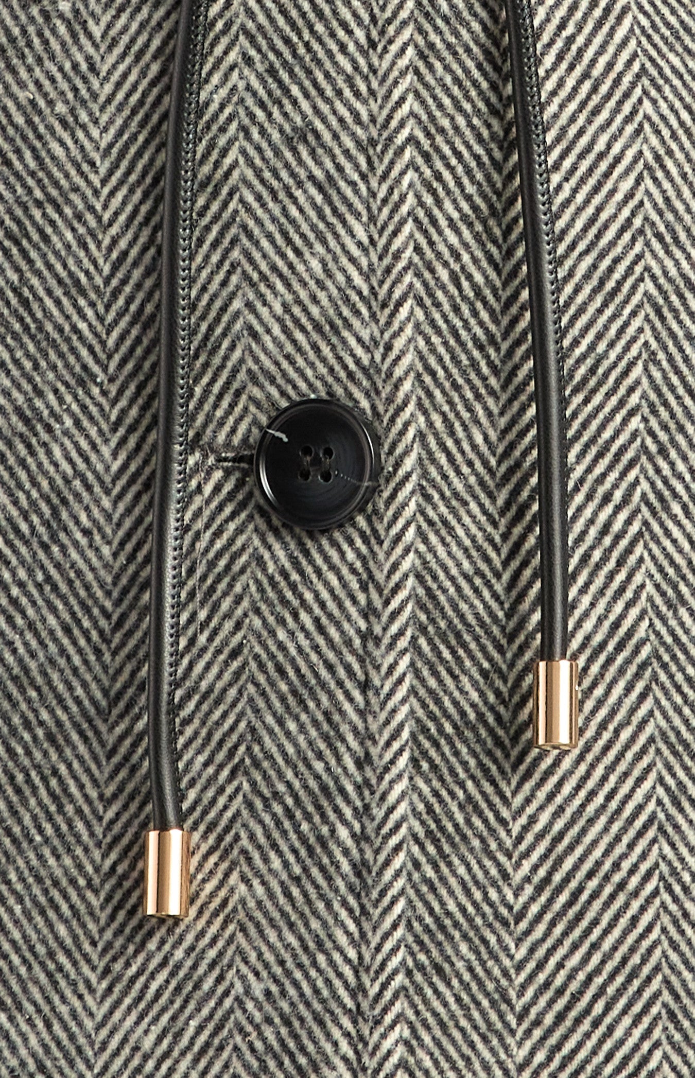 Faux Wool Herringbone Single Breasted Coat with Belt Accessory