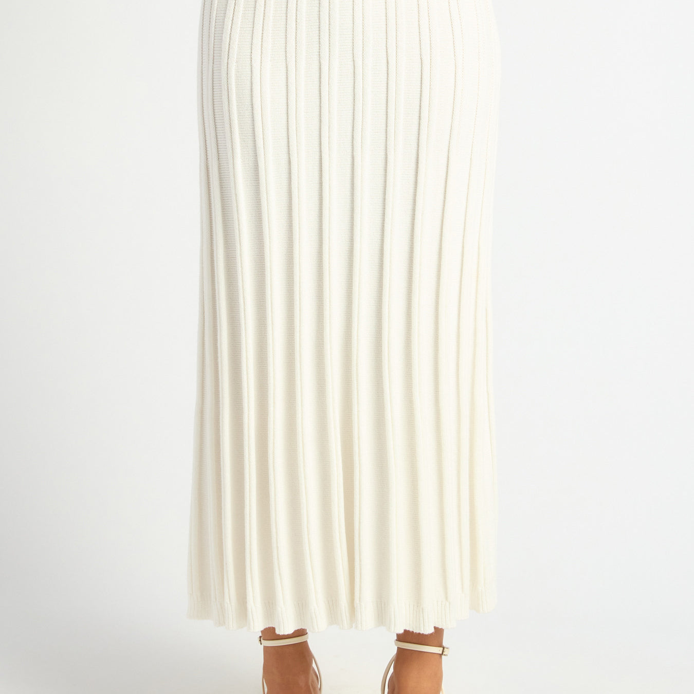 Raised Rib Textured Knit Midi Skirt