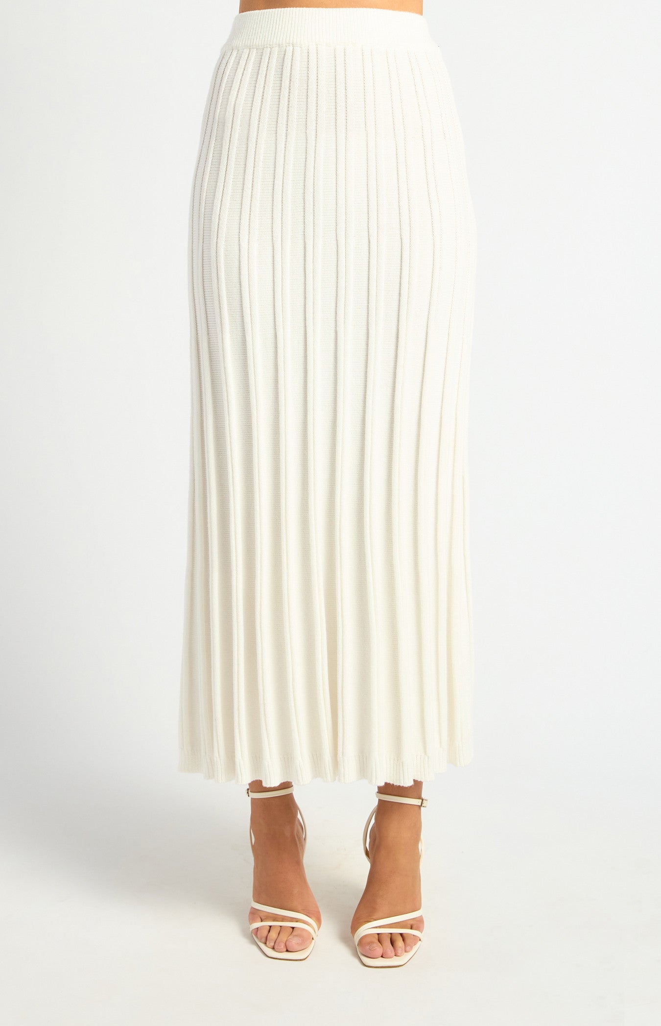 Raised Rib Textured Knit Midi Skirt