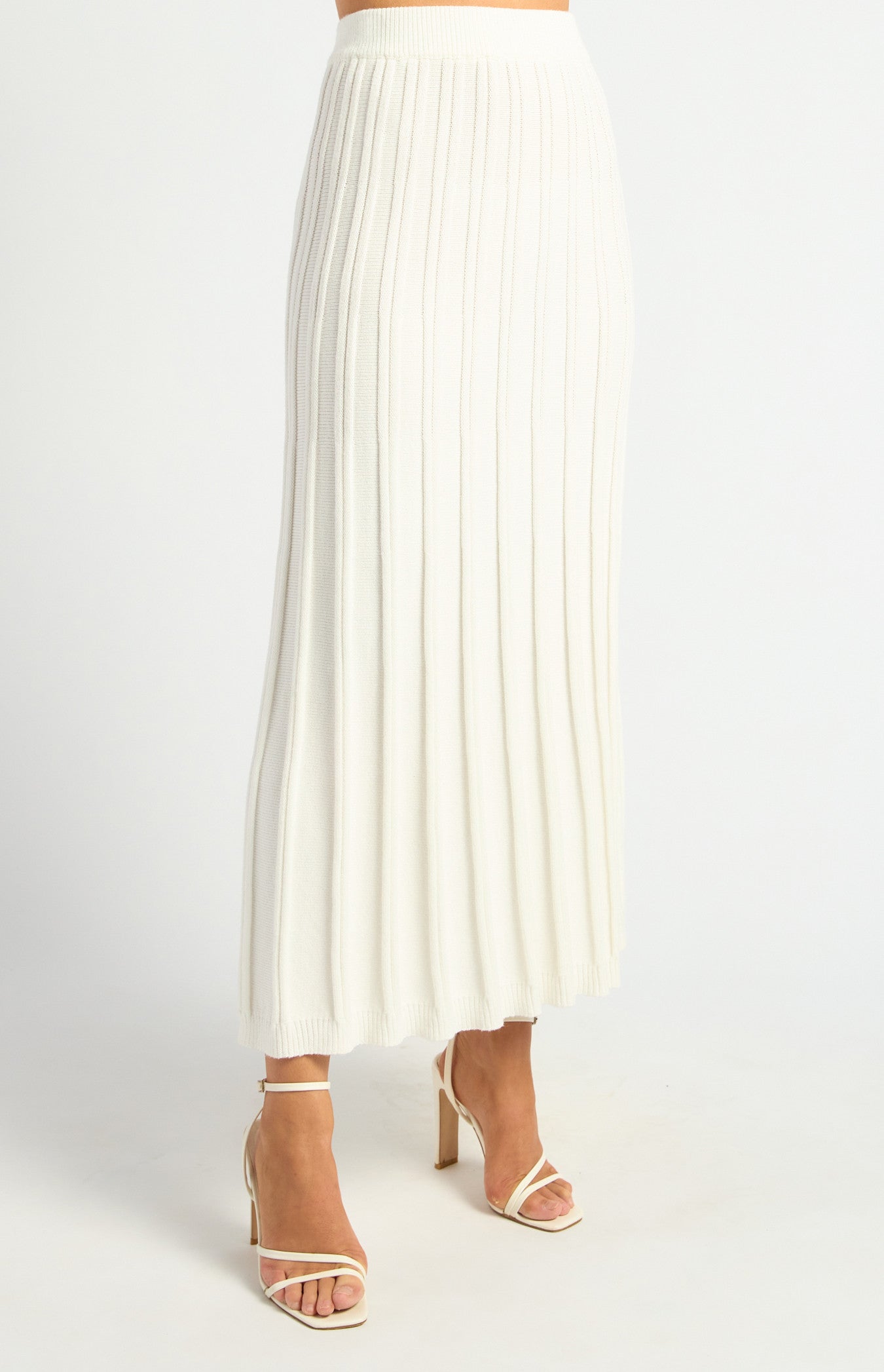 Raised Rib Textured Knit Midi Skirt