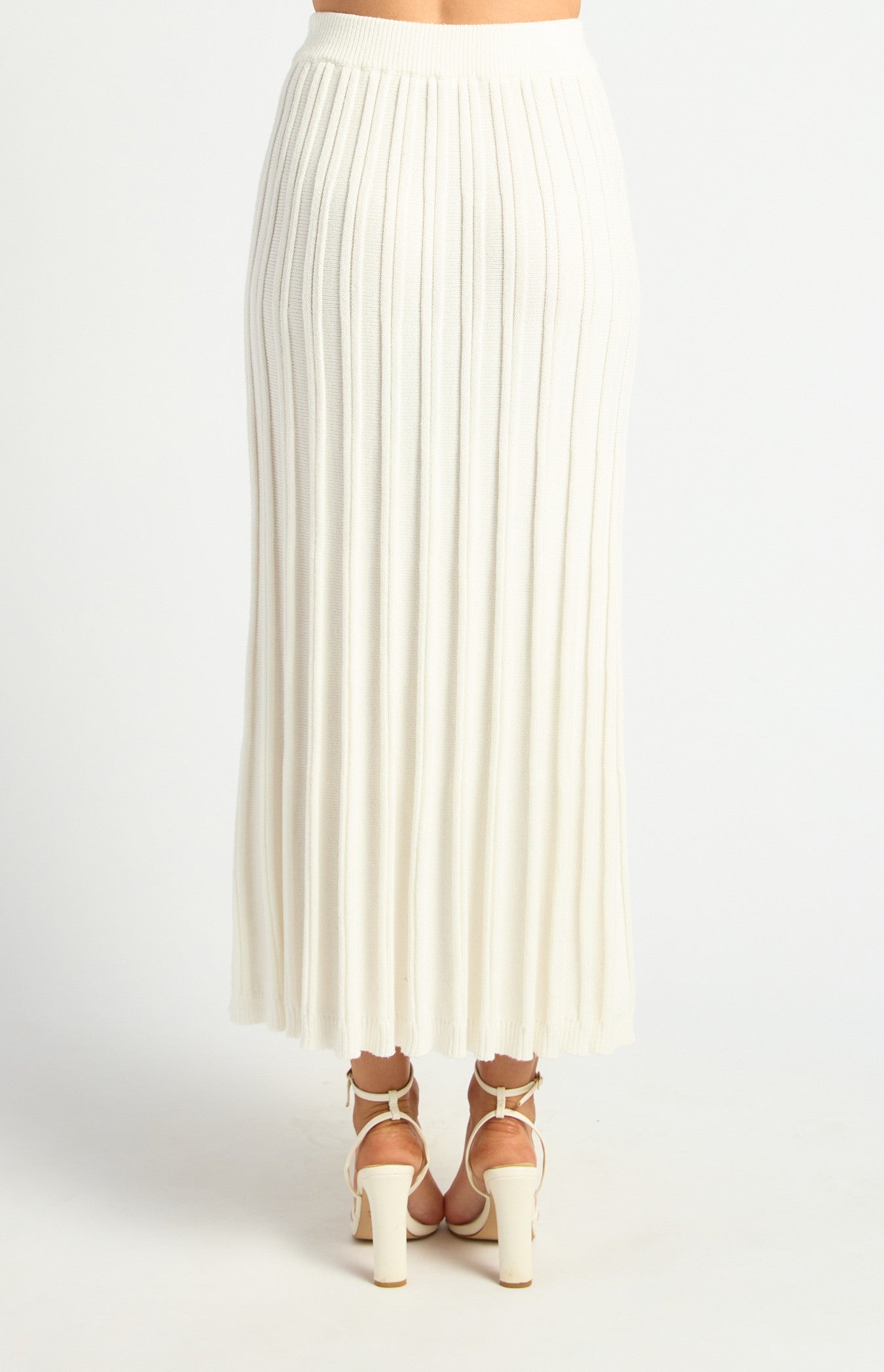 Raised Rib Textured Knit Midi Skirt