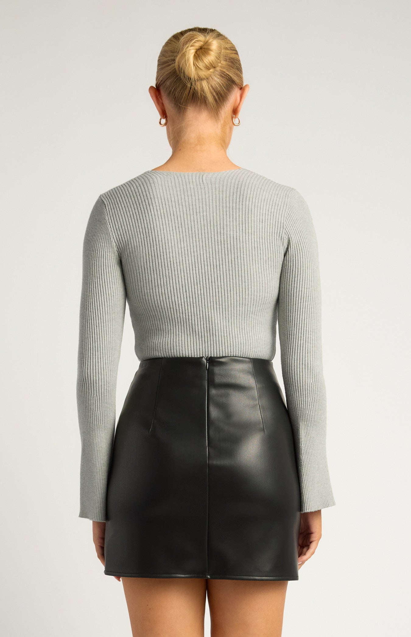 V Neckline Flare Sleeves Knit Top