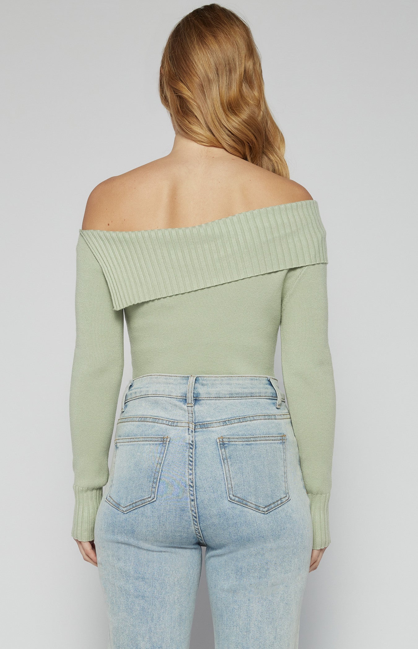 One Shoulder Knit Top with Folded Split Neckline