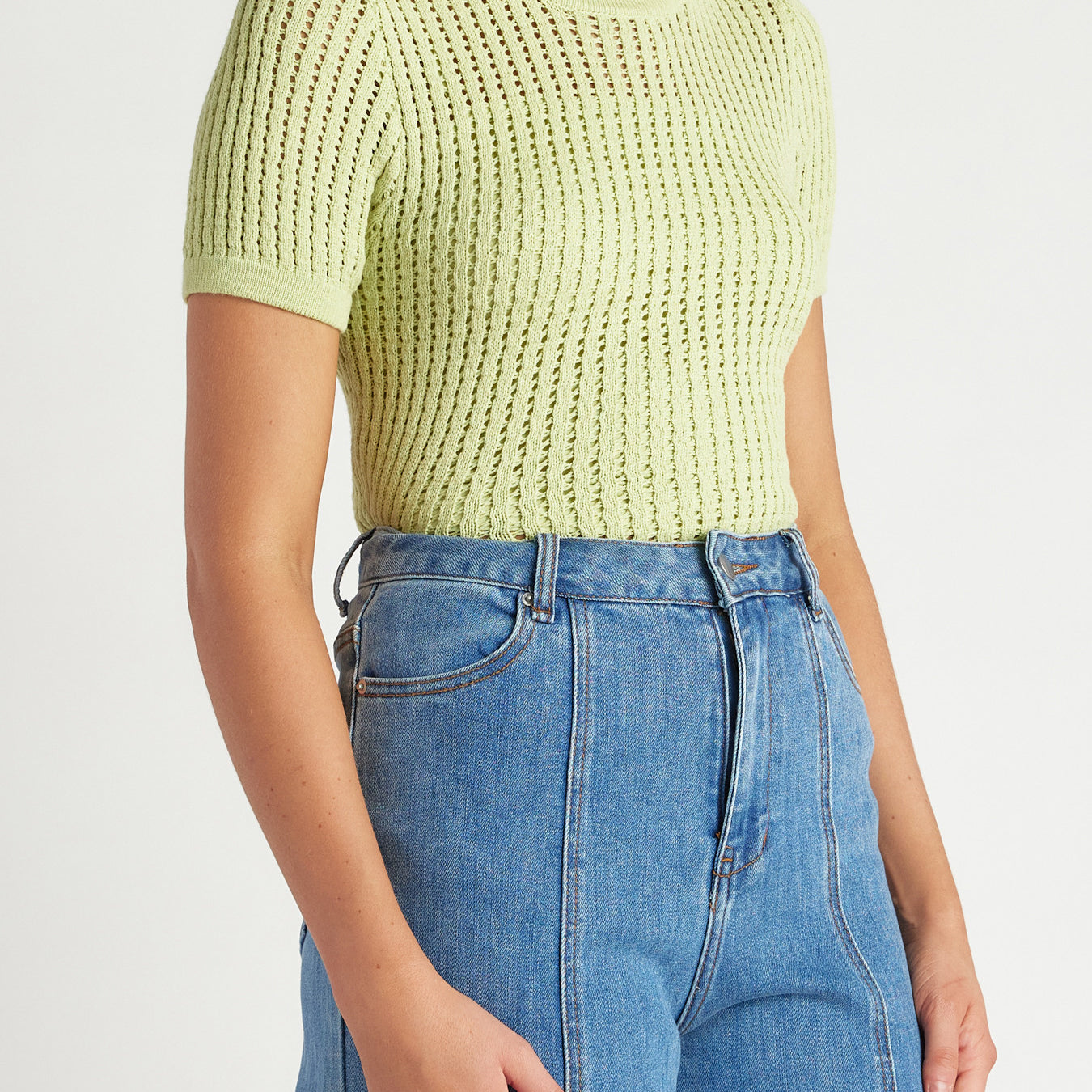 Crochet Knit Top with Slip Cami